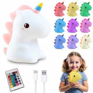 SILIKÓNOVÁ LED NOČNÁ LAMPA RAINBOW UNICORN USB
